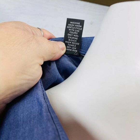 INC International Concept Macys Blue Roll Tab Sleeve Shoulder Tab Shirt Sz L NEW - Picture 8 of 12